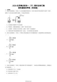 2024北京重点校初一（下）期末真题生物汇编：绿色植物的呼吸（京改版）