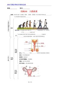 7年级下册人教版生物期末复习01  人的由来（晚默版）学案