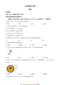 2024～2025学年辽宁省盘锦市大洼区七年级上期中生物试卷(含答案)