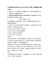 山东省临沂市河东区2024-2025学年七年级(上)期末生物试卷（解析版）