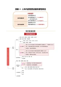 清单12 人体内的物质运输和废物排出（4大必备知识+4大技巧方法+9大命题点）-2025年中考生物一轮复习知识清单