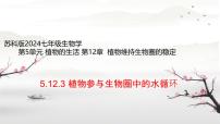 初中生物苏科版（2024）七年级下册（2024）植物参与生物圈中的水循环课文内容ppt课件
