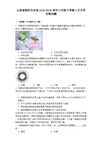 山西省朔州市多校2024-2025学年八年级下学期3月月考 生物试题（含解析）