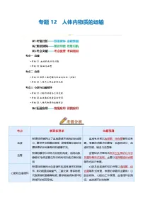 专题12 人体内物质的运输（讲义）-2025年中考生物一轮复习
