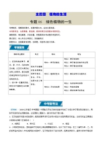 备战2025年中考生物真题分类汇编(江苏专用)专题06绿色植物的一生(原卷版+解析)