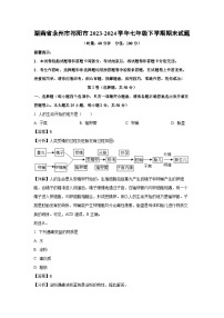 湖南省永州市祁阳市2023-2024学年七年级下学期期末生物试卷（解析版）