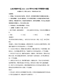 山东济南市中区2024--2025学年七年级下学期期中生物试卷（解析版）