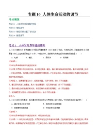 2025年中考生物真题分类汇编：专题10 人体生命活动的调节（全国通用）（第01期）（解析版）
