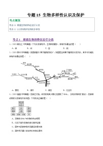 2025年中考生物真题分类汇编：专题15 生物多样性及保护（全国通用）（第01期）（原卷版）