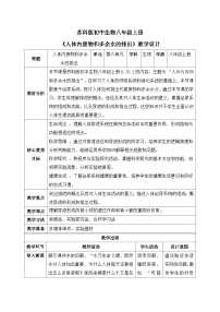 生物八年级上册（2024）第 2 节 人体内废物和多余水的排出优质表格教学设计及反思