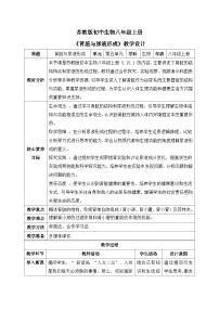 初中生物苏教版（2024）八年级上册（2024）第1节 肾脏与尿液形成优秀表格教案设计