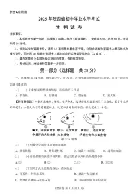2025年陕西省中考生物试卷无标答无标答