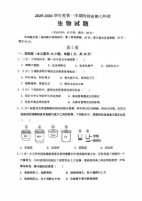 山东省青岛市第六十一中学2025-2026学年七年级上学期10月月考生物试卷