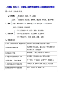 人教版（2024）七年级上册生物期末复习全册知识点提纲 讲义