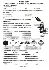 广东省江门市第一实验学校2024-2025学年七年级上学期第二次月考生物试卷