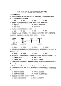 湖北省襄阳市米芾中学2025_2026学年七年级上学期10月月考生物试题（图片版，含答案）