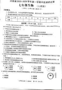 河南省郑州市新郑市2025-2026学年七年级上学期11月期中生物试题