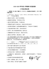 湖北省黄石市2025-2026学年八年级上学期期中考试生物试卷