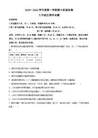 山东省潍坊市2025-2026学年八年级上学期期中 生物学试题