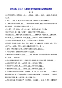 北师大版（2024）七年级下册生物期末复习必背知识清单 讲义