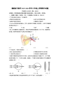 2025-2026学年福建省宁德市八年级上学期期中生物试卷（学生版）