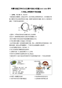 2025-2026学年内蒙古通辽市科尔沁左翼中旗东片联盟八年级上学期期中考试生物试卷（学生版）