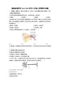 2025-2026学年湖南省衡阳市八年级上学期期中生物试卷（学生版）