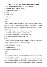 广东省江门市七年级上学期期中生物试题（解析版）-A4