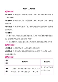 初中第四节 人类的起源表格教学设计
