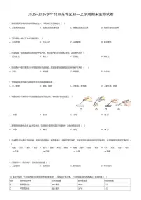 2025~2026学年北京东城区初一上学期期末生物试卷（有答案解析）