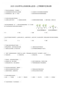 2025~2026学年山东泰安泰山区初一上学期期中生物试卷（有答案解析）