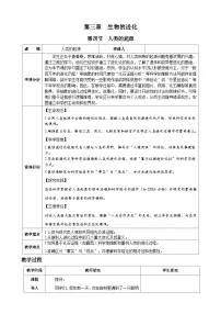 初中生物人教版（2024）八年级下册（2024）第四节 人类的起源表格教学设计