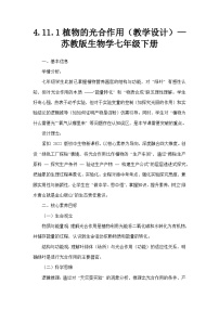 初中生物苏教版（2024）七年级下册（2024）植物的光合作用教学设计