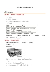 七年级上学期生物考点突然与提分——绿色植物与生物圈的水循环练习题（含答案）