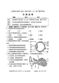 北京师范大学附属中学2025-2026学年八年级上学期期中生物试题（无答案）