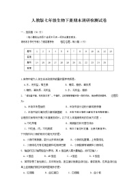 人教版七年级生物下册期末调研检测试卷试题及答案