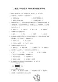 人教版八年级生物下册期末质量检测试题试卷及答案