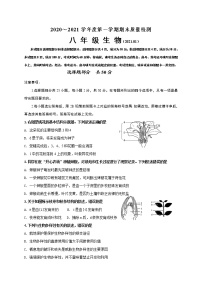 山东省济南市槐荫区2020-2021学年八年级上学期期末考试生物试题（word版 含答案）