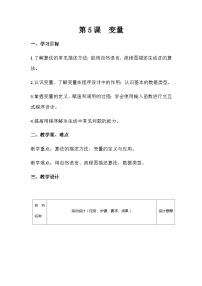 初中信息技术青岛版第三册第二单元 Python程序设计第5课 变量公开课教案及反思