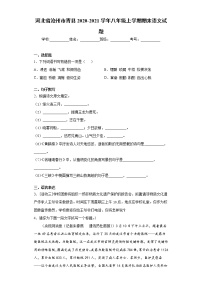 河北省沧州市青县2020-2021学年八年级上学期期末语文试题（word版 含答案）