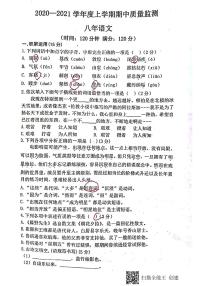 2020-2021学年度第一学期辽宁省沈阳市八年级期中语文试卷（图片含解析）