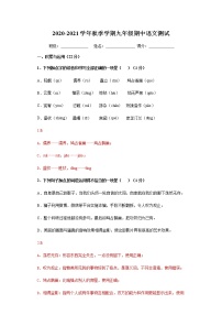 2021-2022学年秋季学期九年级期中语文测试