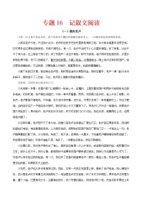 （部编版八年级语文下学期期中专项复习 专题16：记叙文阅读