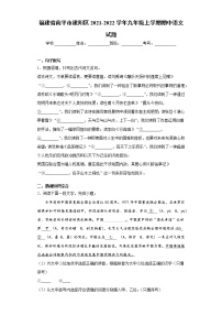 福建省南平市建阳区2021-2022学年九年级上学期期中语文试题（word版 含答案）