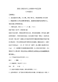 河南省新乡市长垣市2021-2022学年七年级上学期期中考试语文【试卷+答案】