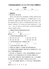 甘肃省武威市城西连片2021-2022学年七年级上学期期中语文试题（word版 含答案）