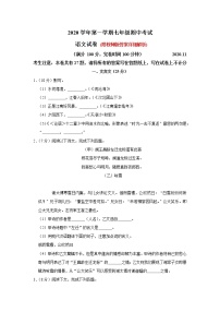 上海市松江区2020-2021学年七年级上学期期中语文试卷（解析版）