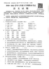 四川省自贡市2020-2021学年八年级下学期期末考试语文试题（图片版无答案）