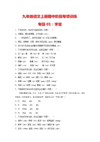 部编版语文九年级上册期中阶段专项训练