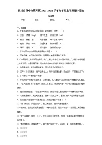 四川省巴中市恩阳区2021-2022学年九年级上学期期中语文试题(word版含答案)